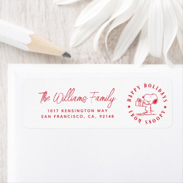 Peanuts | Happy Holidays from Snoopy Return Address Label (Insitu)