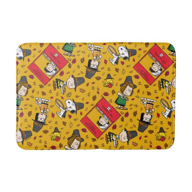 Peanuts | Happy Thanksgiving Pattern Bath Mat (Front)