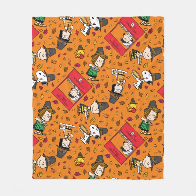 Peanuts | Happy Thanksgiving Pattern Fleece Blanket (Front)