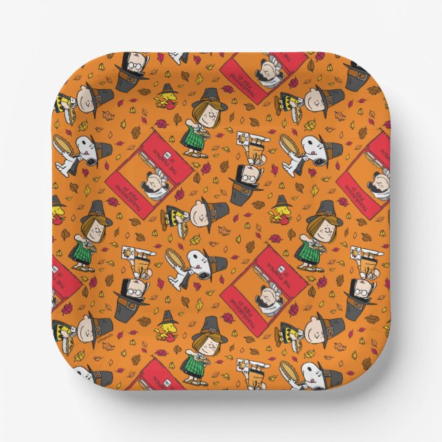 Peanuts | Happy Thanksgiving Pattern Paper Plate (Front)