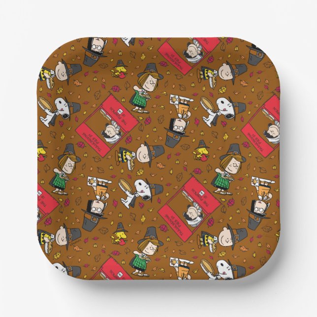 Peanuts | Happy Thanksgiving Pattern Paper Plate (Front)