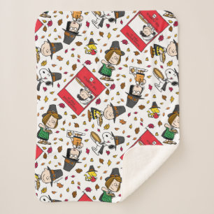 Peanuts   Happy Thanksgiving Pattern Sherpa Blanket