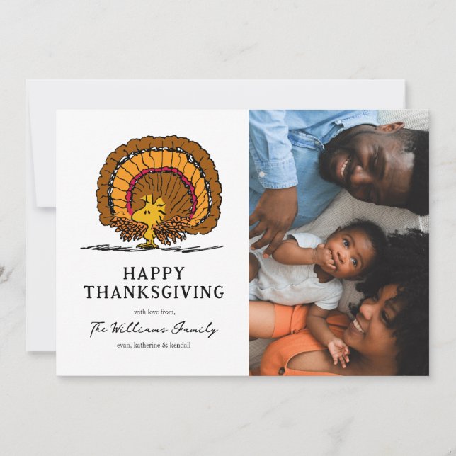 Peanuts | Happy Thanksgiving Woodstock Turkey Holiday Card (Front)