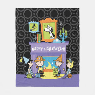 Peanuts Haunted Halls Halloween Fleece Blanket