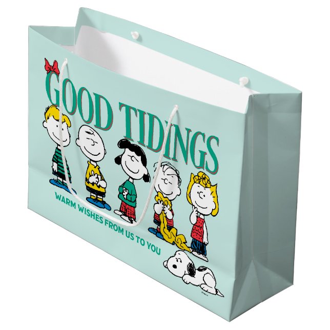 Peanuts | Holiday Good Tidings Large Gift Bag (Front Angled)