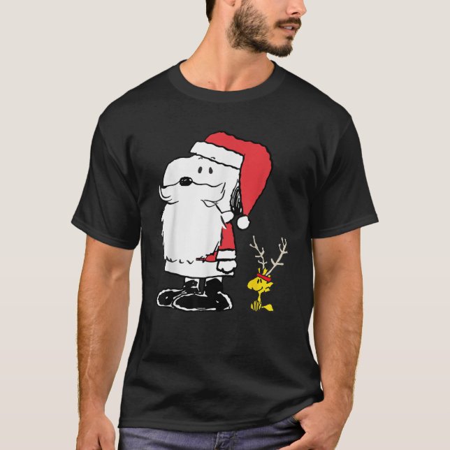 Peanuts Holiday Snoopy Woodstock Antlers Santa Sho T-Shirt (Front)