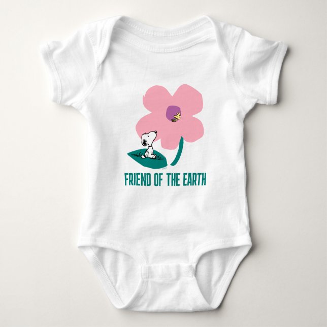 Peanuts | Illustrating Nature Pink Flower Baby Bodysuit (Front)