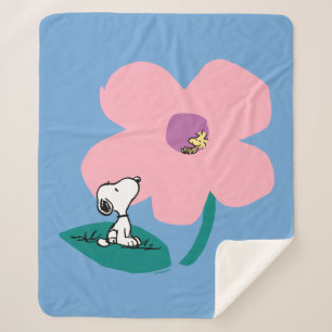 Peanuts   Illustrating Nature Pink Flower Sherpa Blanket