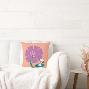 Peanuts   Illustrating Nature Purple Flower Cushion