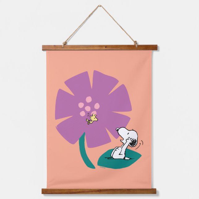 Peanuts | Illustrating Nature Purple Flower Hanging Tapestry (Front)