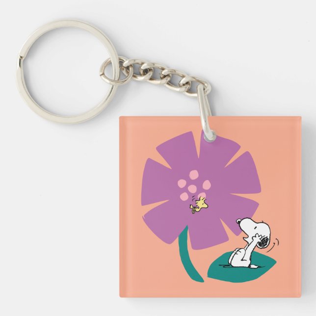 Peanuts | Illustrating Nature Purple Flower Key Ring (Front)