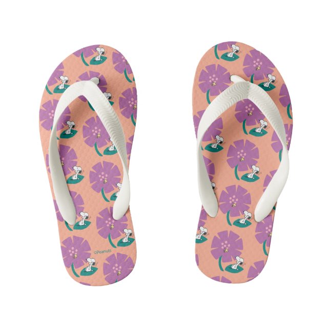 Peanuts | Illustrating Nature Purple Flower Kid's Thongs (Footbed)