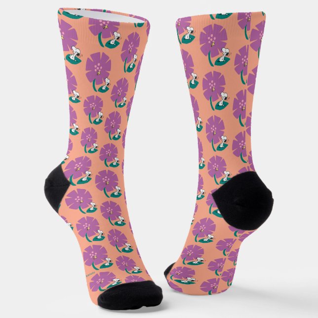 Peanuts | Illustrating Nature Purple Flower Socks (Angled)