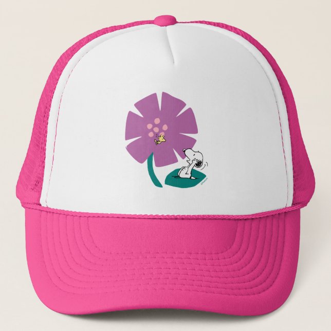 Peanuts | Illustrating Nature Purple Flower Trucker Hat (Front)