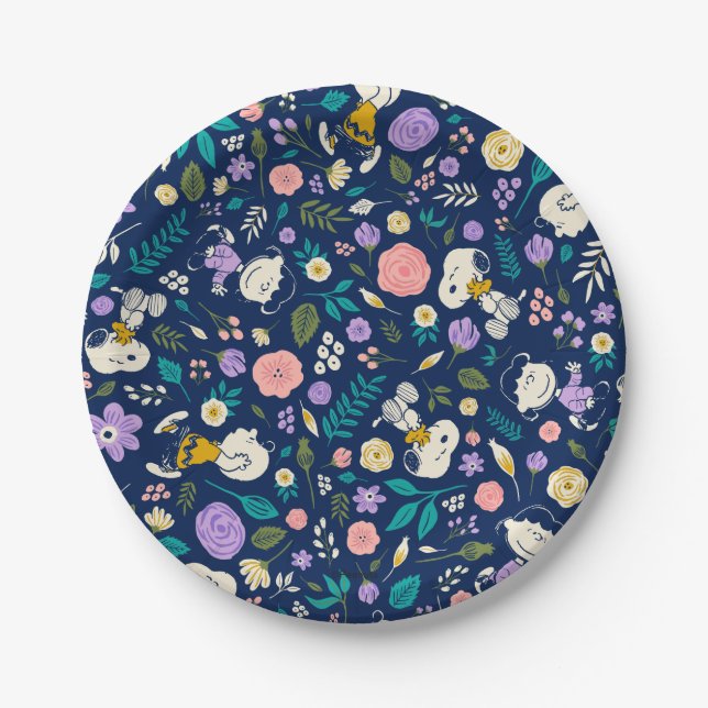 Peanuts In Bloom Pattern Paper Plate (Front)
