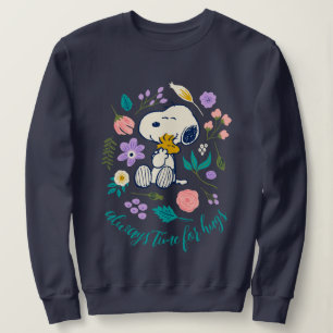 Peanuts In Bloom   Snoopy & Woodstock Flower Hug Sweatshirt
