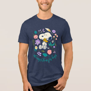Peanuts In Bloom   Snoopy & Woodstock Flower Hug Tri-Blend Shirt