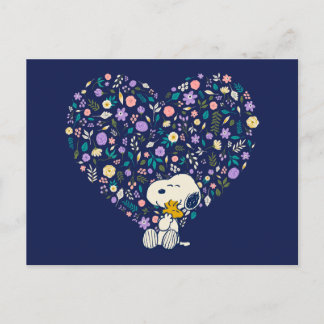 Peanuts In Bloom | Snoopy & Woodstock Heart Postcard