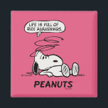 Peanuts | Life is Full of Rude Awakenings Magnet<br><div class="desc">Snoopy, the beloved beagle from the Peanuts comic strip, is known for his philosophical musings and witty observations about life. One of his famous quotes is "Life is a series of rude awakenings, " which encapsulates the idea that life often presents us with harsh realities and unexpected challenges that disrupt...</div>