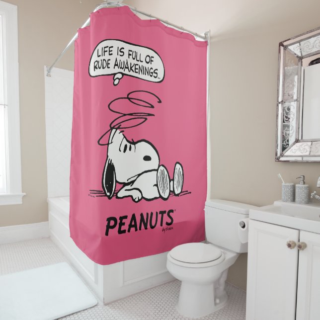 Peanuts | Life is Full of Rude Awakenings Shower Curtain (In Situ)
