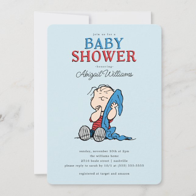 Peanuts | Linus and Blanket Boy Baby Shower Invitation (Front)