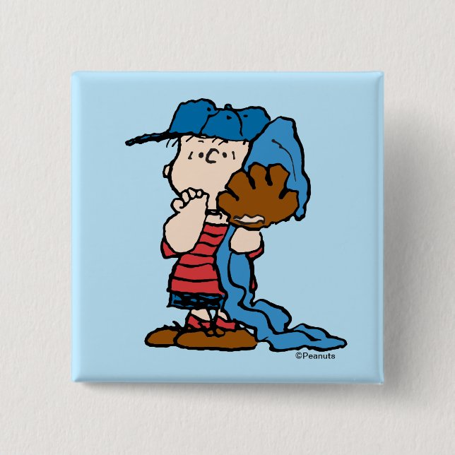 Peanuts | Linus In His Baseball Gear 15 Cm Square Badge (Front)