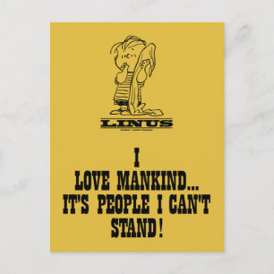 Peanuts   Linus Loves Mankind Postcard
