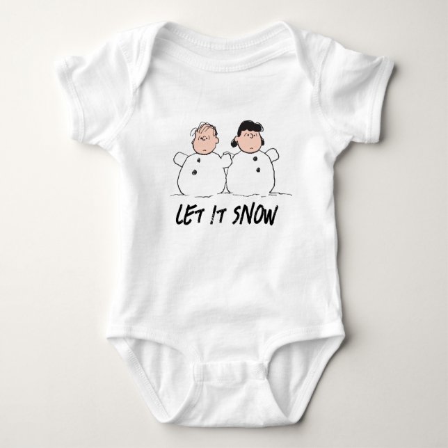 Peanuts | Linus & Lucy Snowmen Baby Bodysuit (Front)