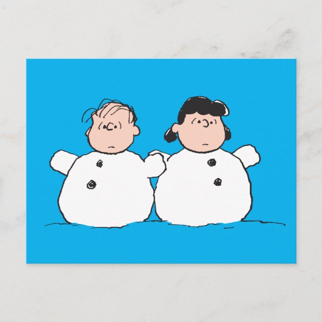 Peanuts | Linus & Lucy Snowmen Postcard (Front)