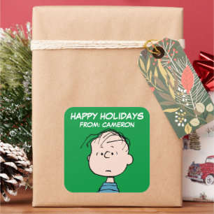 Peanuts Linus Portrait Happy Holidays Square Sticker