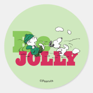 Peanuts Linus & Snoopy Be Jolly Classic Round Sticker