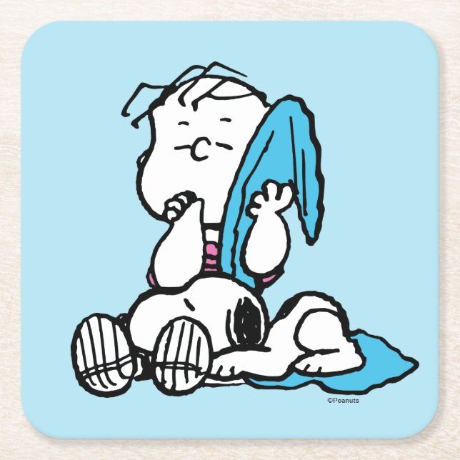 Peanuts | Linus & Snoopy Square Paper Coaster (Front)