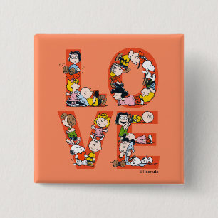 Peanuts - LOVE 15 Cm Square Badge