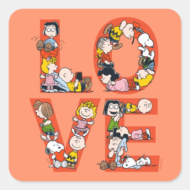 Peanuts - LOVE Square Sticker (Front)