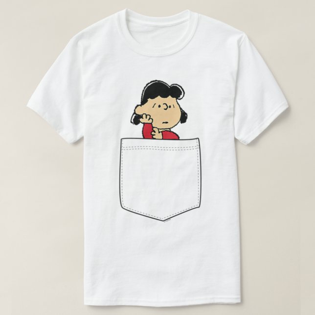 Peanuts Lucy Faux Pocket  T-Shirt (Design Front)
