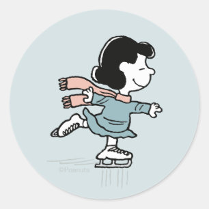 Peanuts   Lucy On Ice Classic Round Sticker