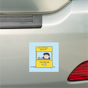 Peanuts   Lucy & the Doctor Is In Car Magnet