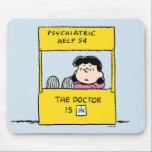 Peanuts | Lucy & the Doctor Is In Mouse Pad<br><div class="desc">Lucy is the crabby,  bossy and opinionated girl who bullies most other characters in the comic strip,  particularly Linus and Charlie Brown. Check out this cute Peanuts design featuring Lucy and her advice stand.</div>