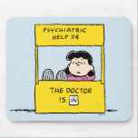 Peanuts | Lucy & the Doctor Is In Mouse Pad<br><div class="desc">Lucy is the crabby,  bossy and opinionated girl who bullies most other characters in the comic strip,  particularly Linus and Charlie Brown. Check out this cute Peanuts design featuring Lucy and her advice stand.</div>