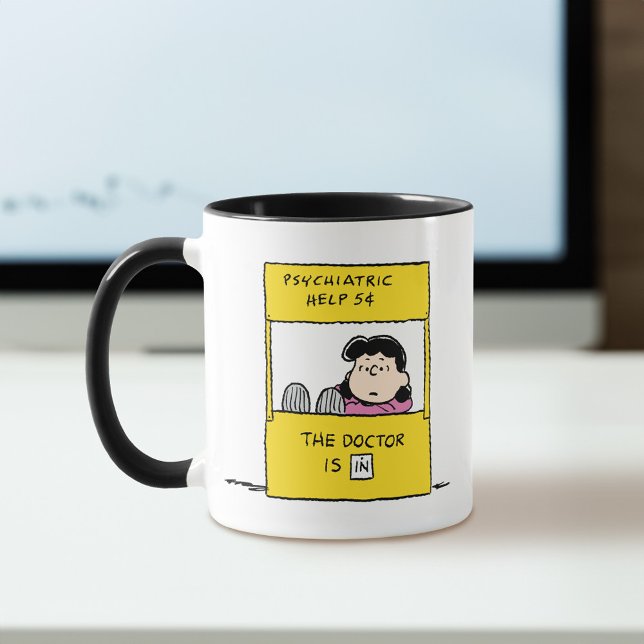 Peanuts | Lucy & the Doctor Is In Mug (Mug on desk)