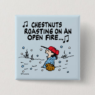 Peanuts   Lucy's Chestnuts Roasting 15 Cm Square Badge