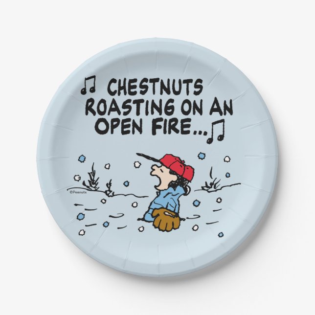Peanuts | Lucy's Chestnuts Roasting Paper Plate (Front)