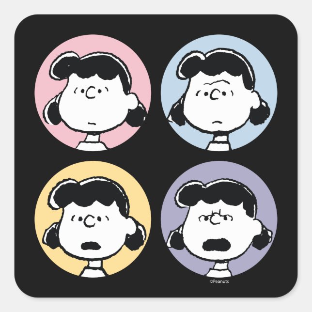 Peanuts | Lucy's Faces Square Sticker (Front)