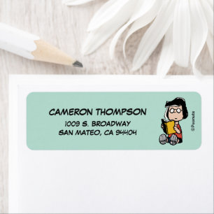 Peanuts   Marcie Reading Return Address Label
