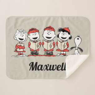 Peanuts   Merry Christmas   Add Your Name Sherpa Blanket
