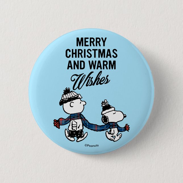 Peanuts | Merry Christmas Snoopy & Charlie Brown 6 Cm Round Badge (Front)
