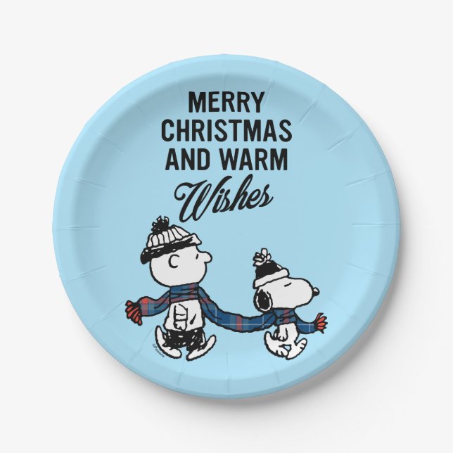 Peanuts | Merry Christmas Snoopy & Charlie Brown Paper Plate (Front)