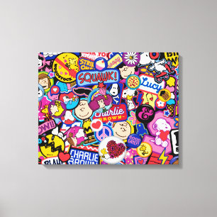 Peanuts Mixtape Patch Pattern Canvas Print