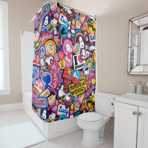Peanuts   Mixtape Patch Pattern Shower Curtain