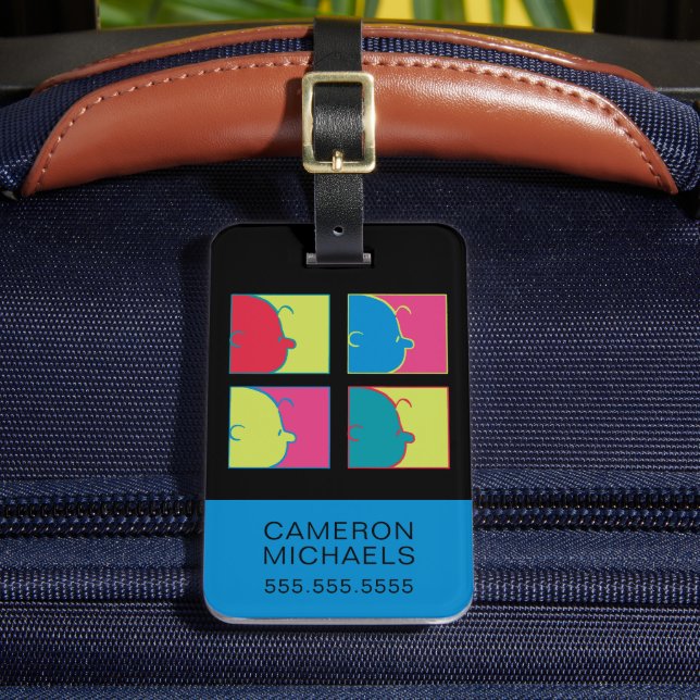 Peanuts | Modern Pop Art Charlie Brown Luggage Tag (Front Insitu 2)